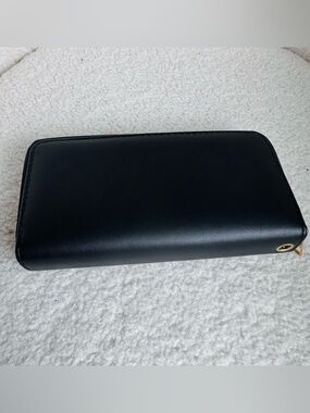 Black Leather Zip-Around Wallet